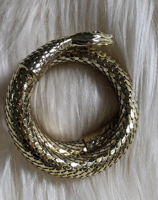 Vintage Metal Mesh Gold Snake Coil Wrap Bracelet cover photo