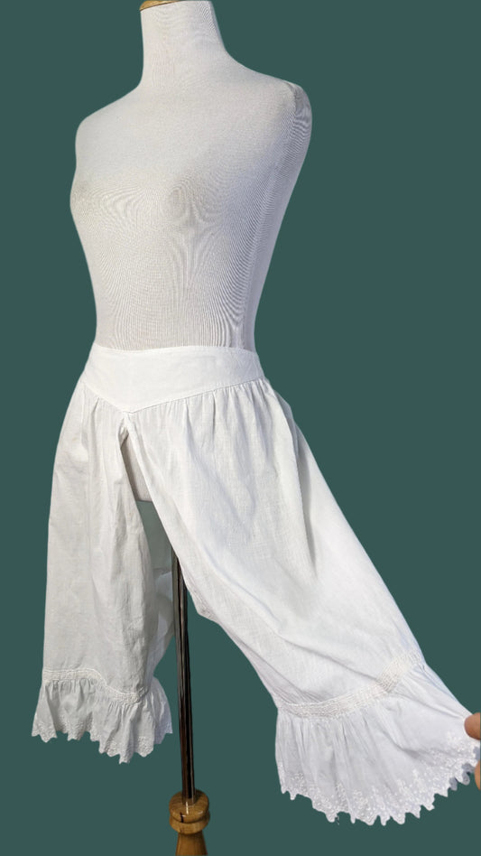 Victorian Floral Embroidered Crotchless Pantaloons front open