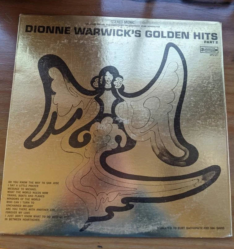 Original  1970 Dionne Warwick Golden Hits Part 2 Collectors Series Circa 1968 Dedicated to Burt Bacharach and Hal David Vinyl Record